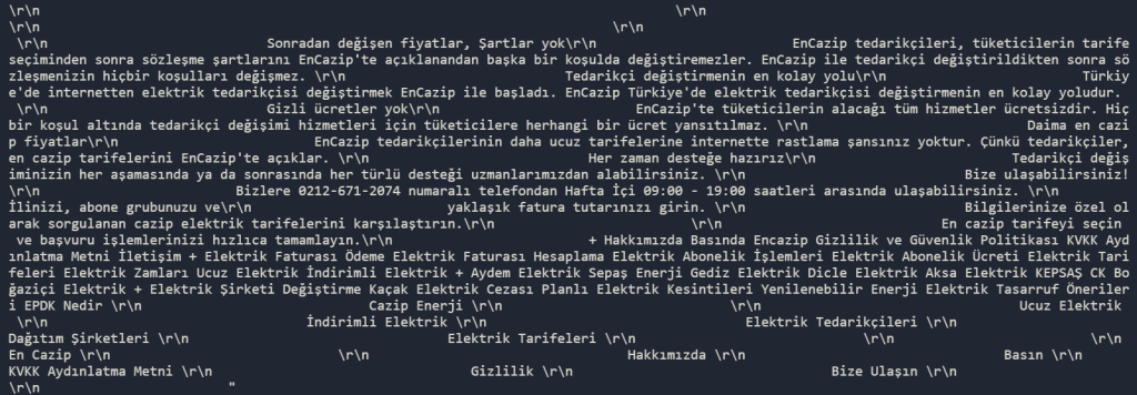 Body Text of the URL