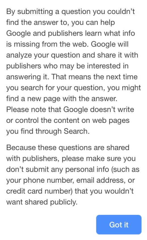 Google Explanation for Question Requirement