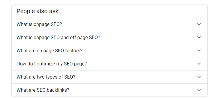 PAA Questions and On-page SEO