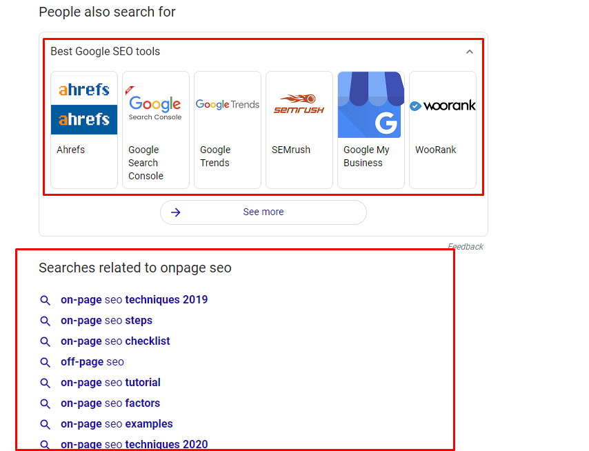 Similar Searches and On-page SEO