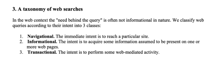 Taxomony of Search