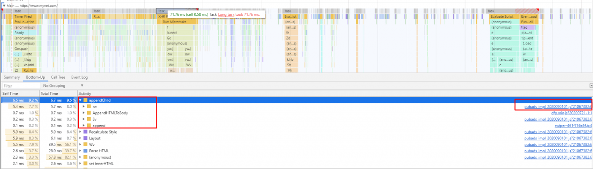 Chrome DevTools Long Tasks
