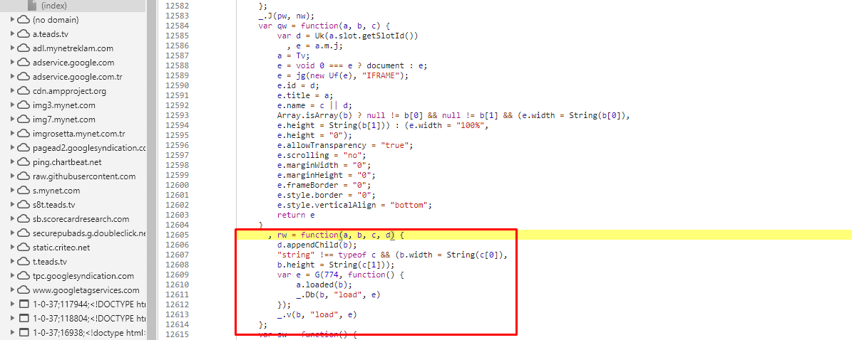 appendChild Chrome Source Section