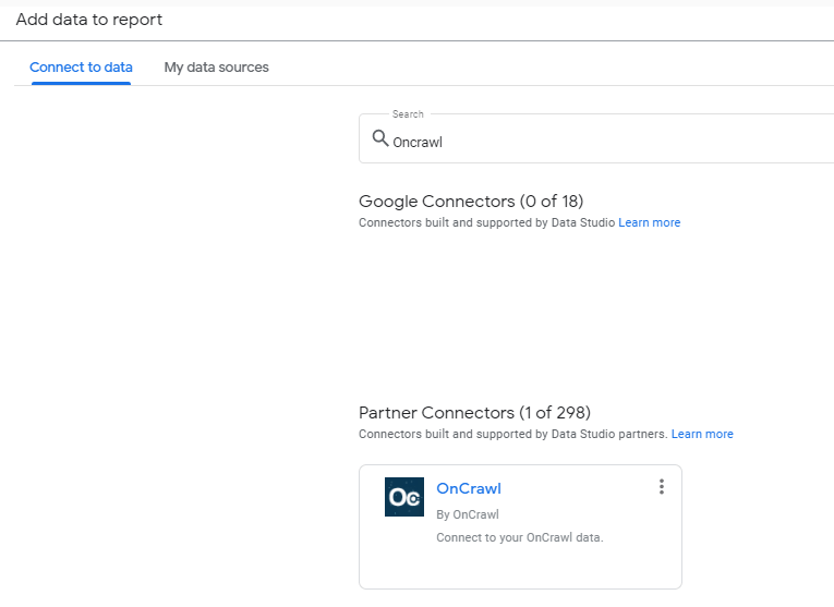 OnCrawl Data Studio Connector
