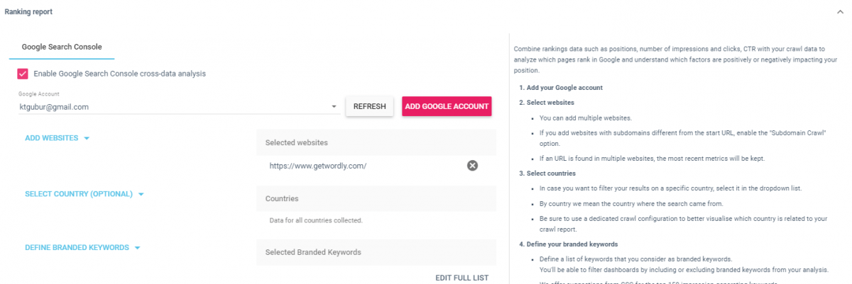Ranking Report for SEO Crawl