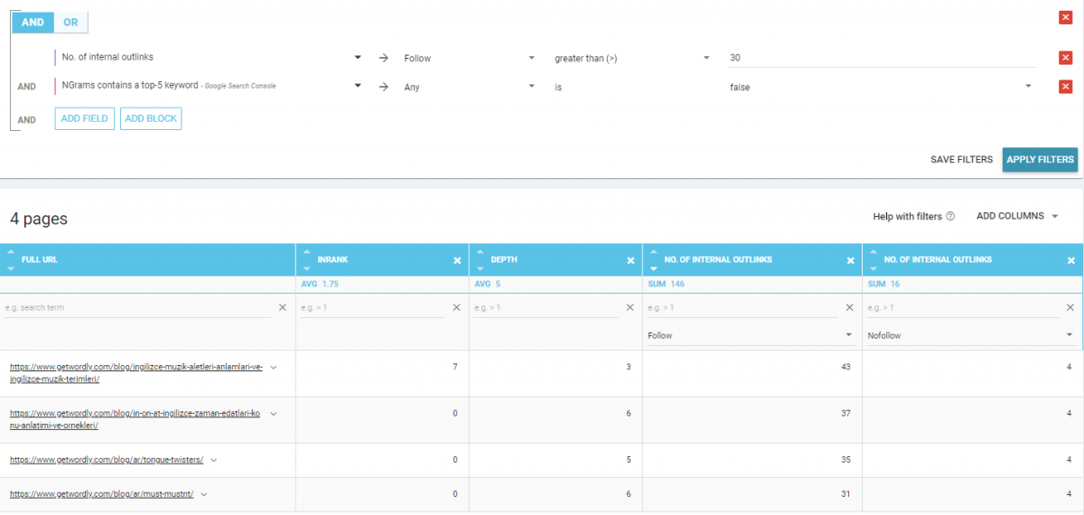 SEO Data Filtering and Query Language