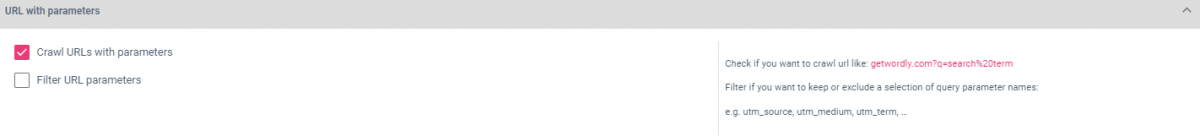 URL Parameters Configuration