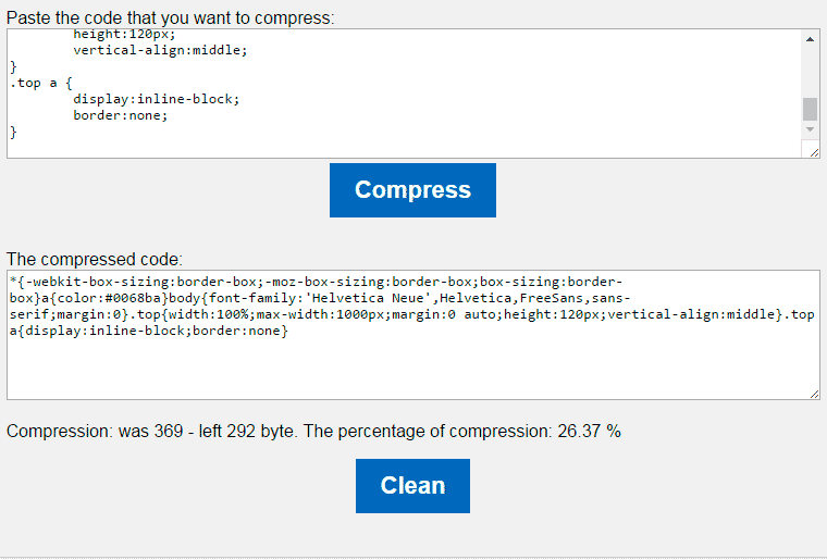 CSS, Javascript Compressing and Speed Index