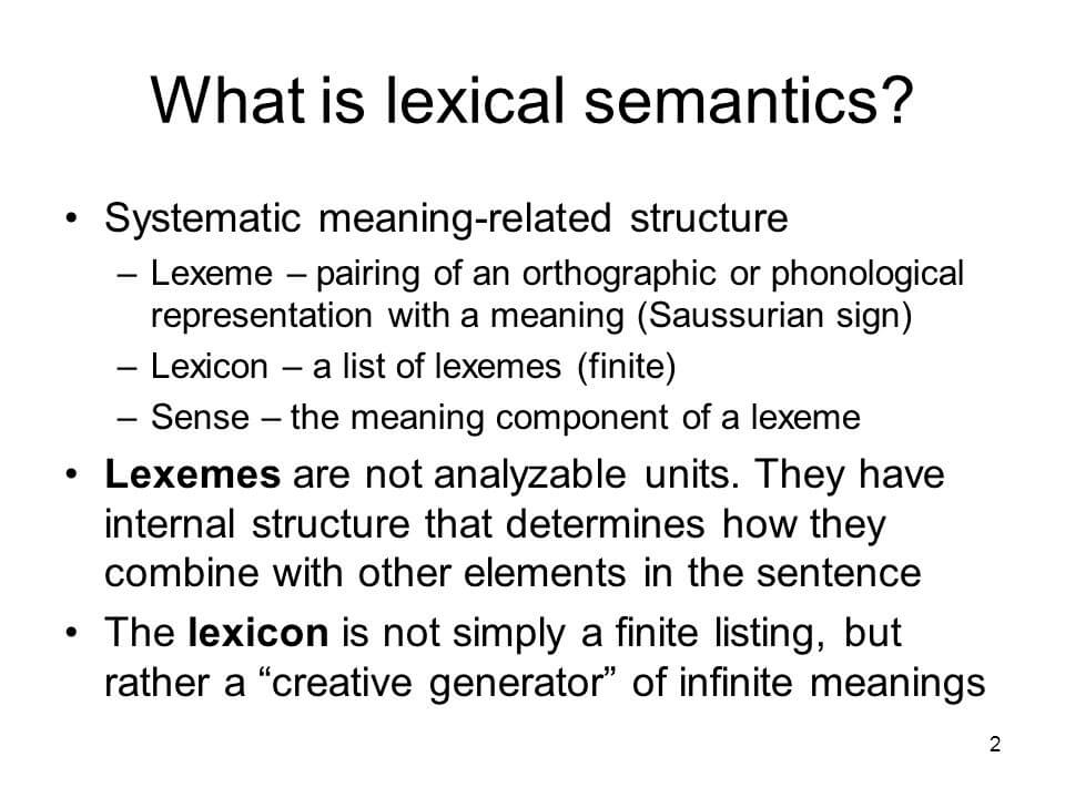 lexical semantics 1 Lexical Semantics