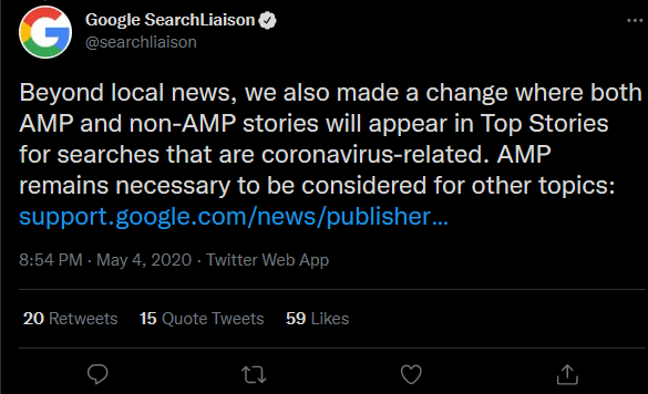 AMP Web Pages for Top Stories