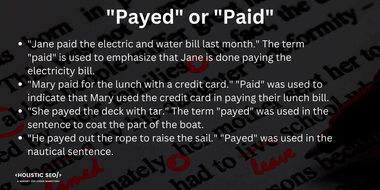 Payed or Paid