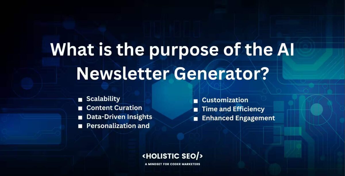 What is the purpose of the AI Newsletter Generator What is the purpose of the AI Newsletter Generator. Scalability, content curation, data-driven insights, personalization and customization, time and efficiency enhanced engagement
