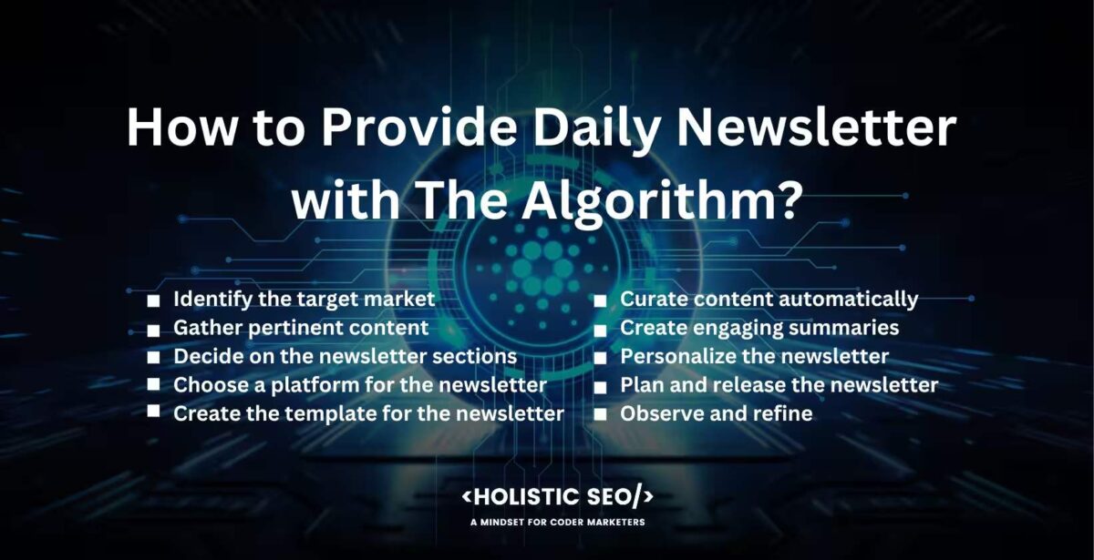 how to provide daily newsletter with the algorithm How to provide daily newsletter with the algorithm
Identify the target market, Gather pertinent content, Decide on the newsletter sections, Choose a platform for the newsletter, Create the template for the newsletter, Curate content automatically, Create engaging summaries, Personalize the newsletter, Plan and release the newsletter, Observe and refine