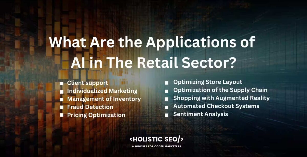 what are the applications of ai in the retail sector what are the applications of ai in the retail sector
Client support, Individualized Marketing, Management of Inventory, Fraud Detection, Pricing Optimization, Optimizing Store Layout, Optimization of the Supply Chain, Shopping with Augmented Reality, Automated Checkout Systems, Sentiment Analysis