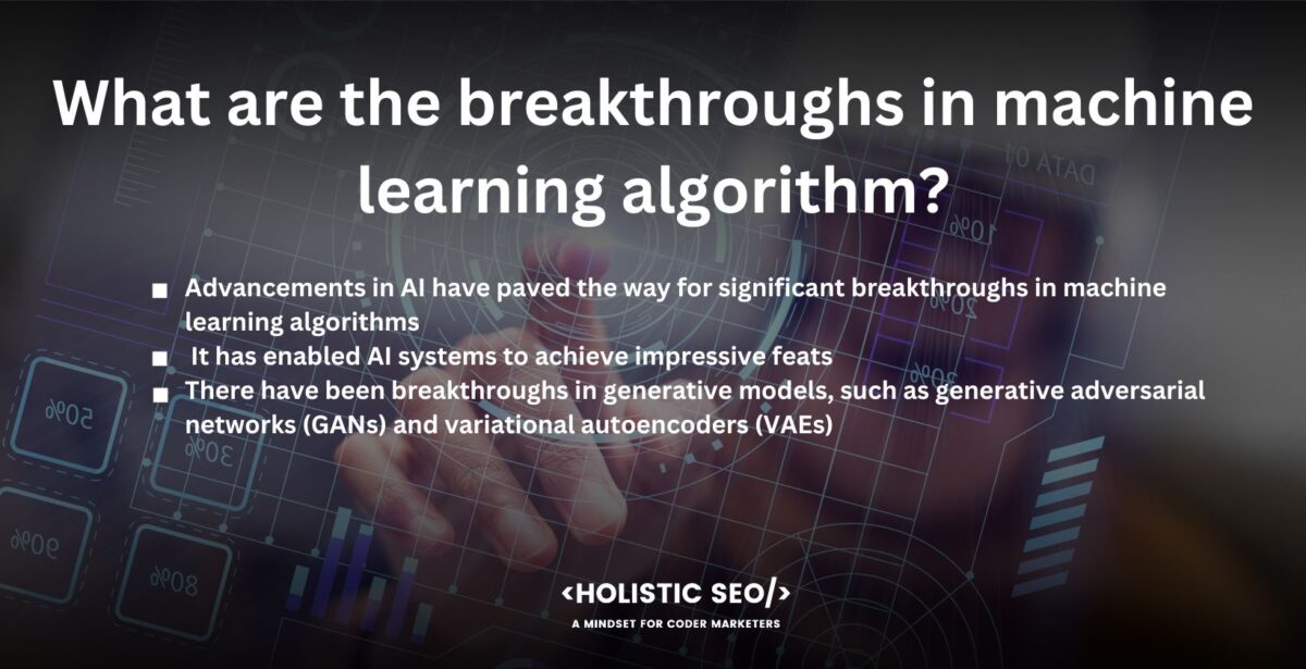 what are the breakthroughs in machine learning algorithm what are the breakthroughs in machine learning algorithm
Advancements in AI have paved the way for significant breakthroughs in machine learning algorithms, revolutionizing the capabilities and applications of such a field. One major breakthrough is the development of deep learning algorithms, which are neural networks with multiple layers that learn hierarchical representations of data. Deep learning has demonstrated remarkable success in various domains, such as computer vision, natural language processing, and speech recognition.
Another breakthrough is the emergence of reinforcement learning, where an agent learns to make decisions based on feedback from its environment. It has enabled AI systems to achieve impressive feats, such as defeating world champions in complex games like Go and achieving superhuman performance in video games. There have been advancements in transfer learning, which allows models to leverage knowledge from one domain to excel in another, even with limited data. It has accelerated progress in areas where labeled datasets are scarce.
There have been breakthroughs in generative models, such as generative adversarial networks (GANs) and variational autoencoders (VAEs), enabling the generation of realistic images, videos, and other types of synthetic data. These breakthroughs in machine learning algorithms have opened up new possibilities in areas like healthcare, autonomous systems, robotics, and personalized recommendations, among others. They have propelled the field of AI forward, fostering innovation and pushing the boundaries of what is possible in artificial intelligence.
